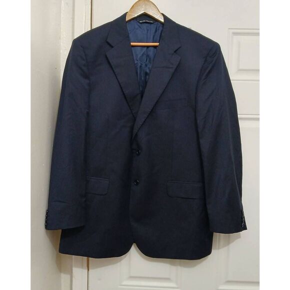 Saks fifth Avenue ermenegildo Zegna Italian wool silk blazer navy blue size 44 - Picture 1 of 8